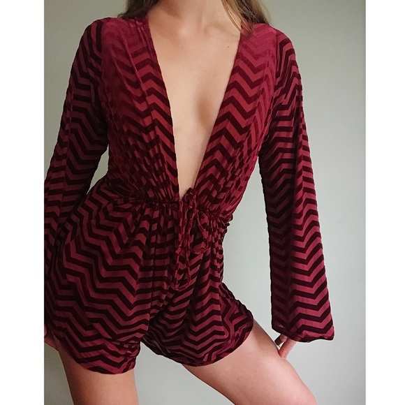 Velvet Red Romper - Picture 3 of 3